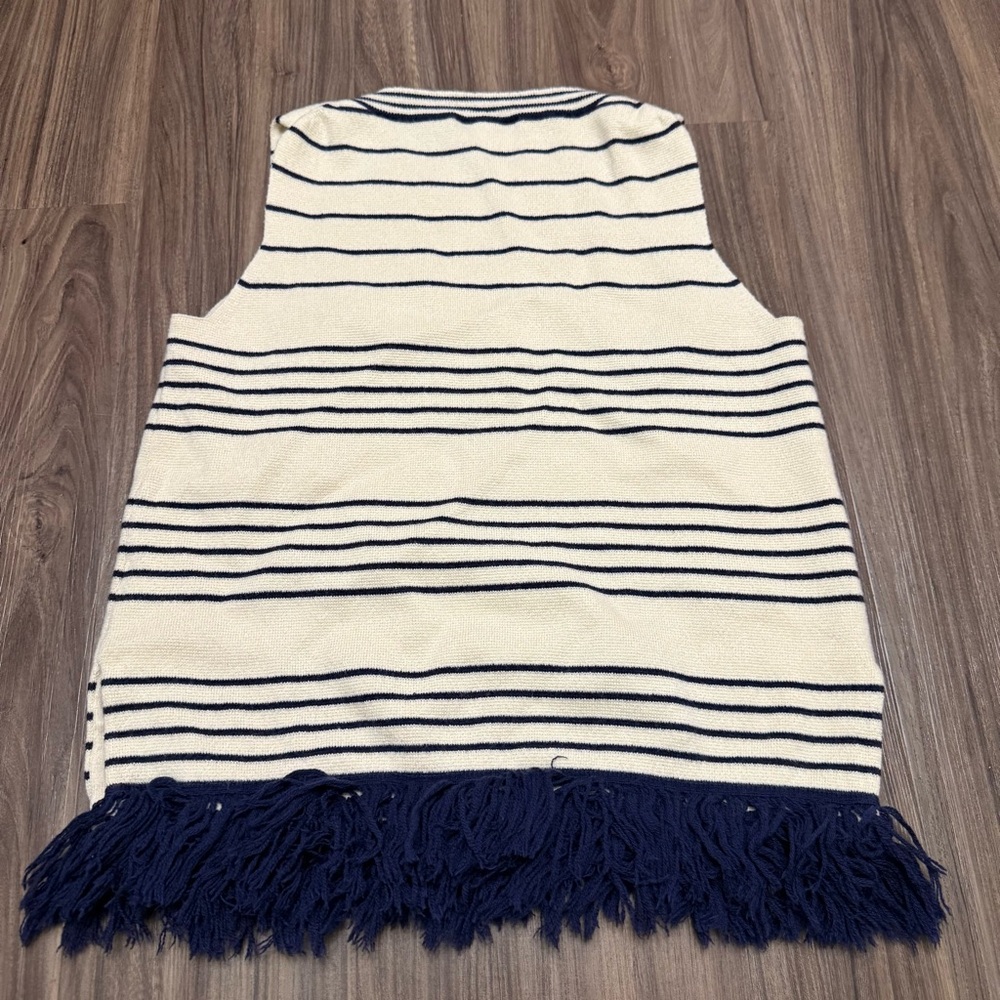 J crew women sz XS fringe boatneck shell in stripe - Picture 8 of 9